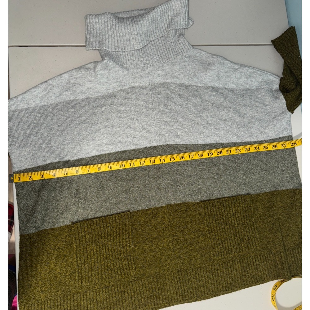 Loft Women XS Sweater Colorblock Pocket Poncho Oversized Mock Turtle Autumn Cozy - Picture 6 of 9